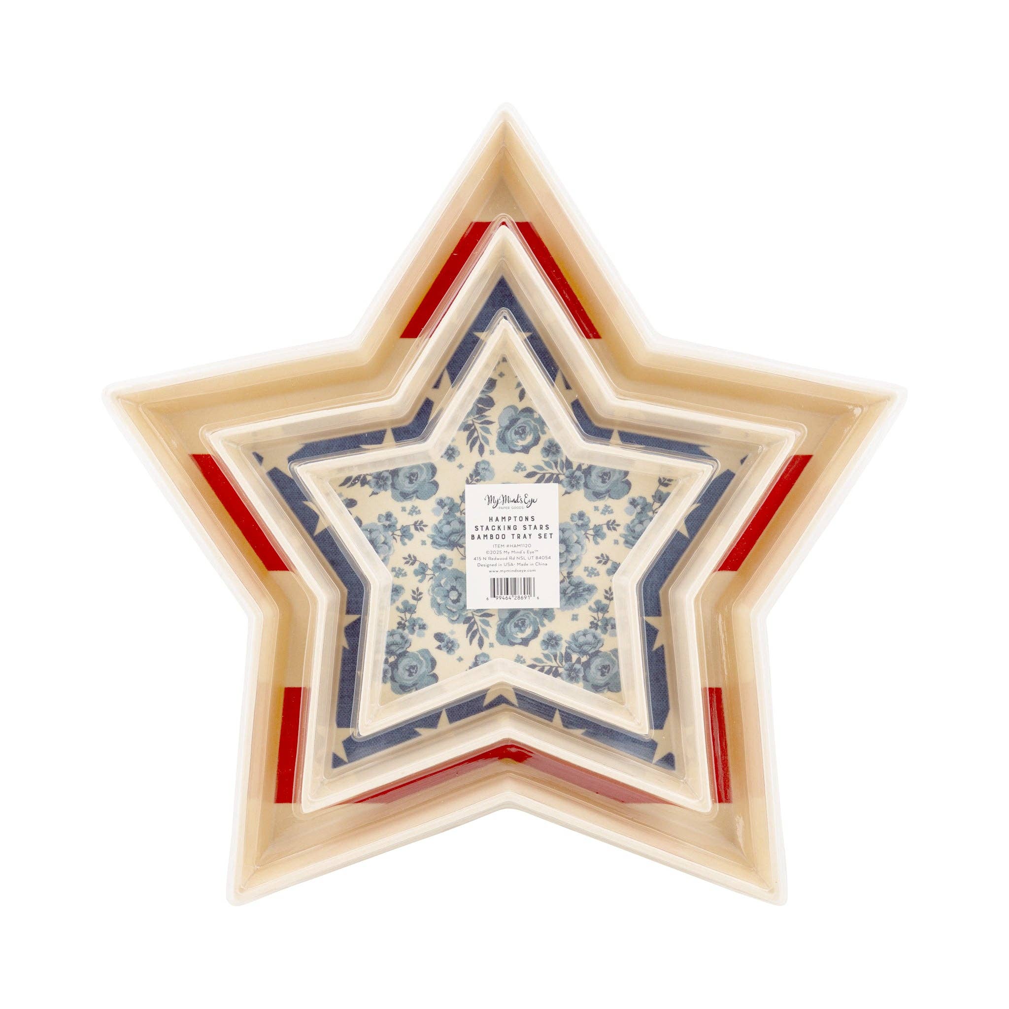 Hamptons Star Shaped Bamboo Tray Set - Thumbnail 2